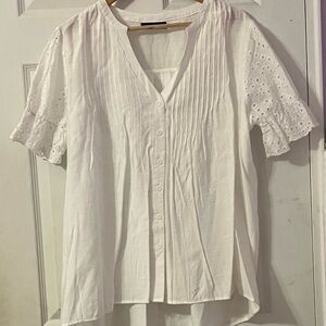 Modern Vintage White Eyelet Sleeve Blouse